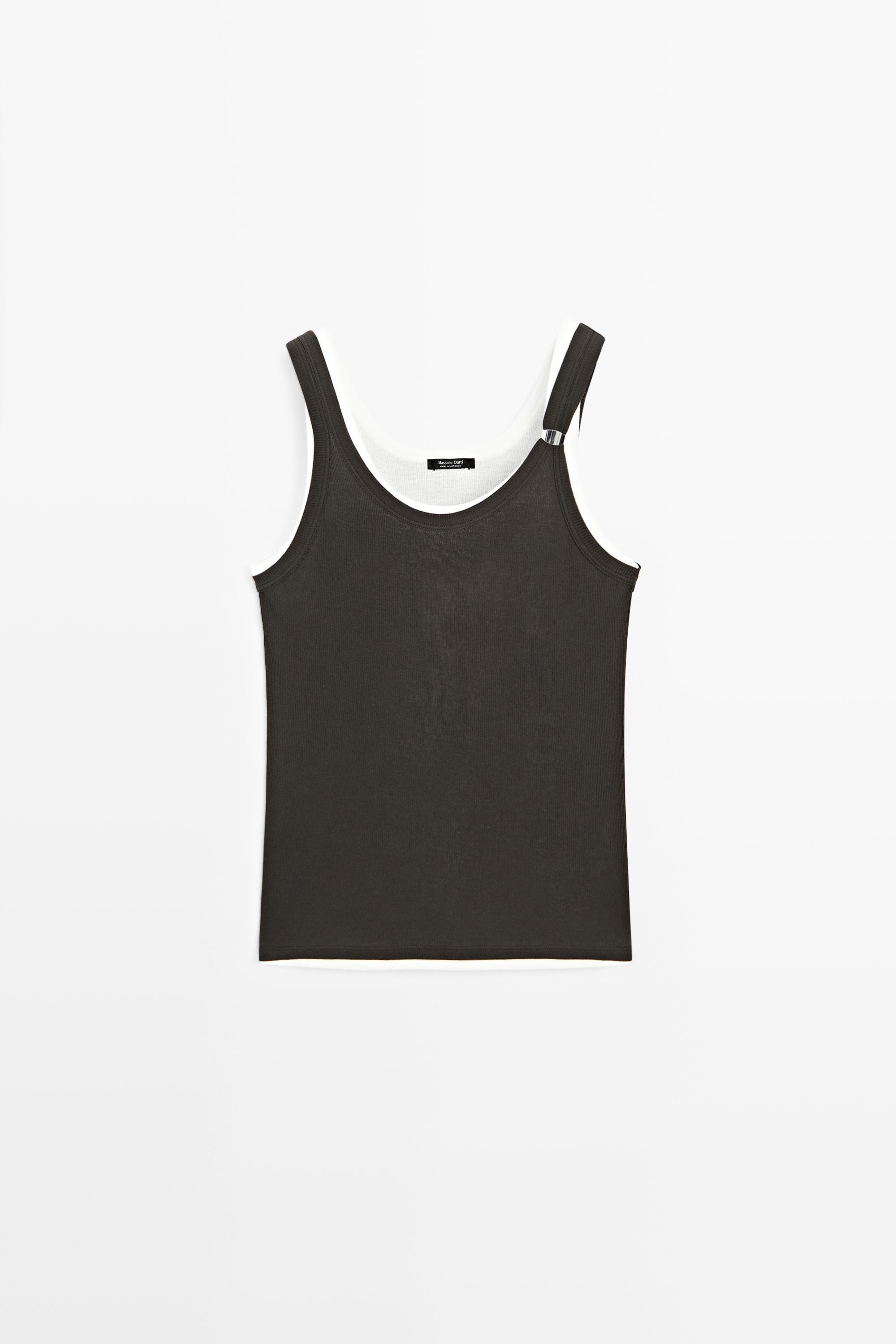 Double-layer strappy top with jewel detail